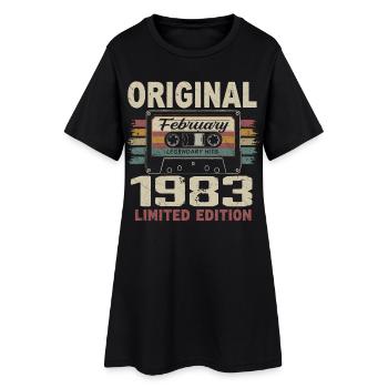 February 1983, February 1983 Birthday Gift - Women’s T-Shirt Dress - black - Front