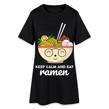Keep Calm Eat Ramen Kawaii Shirt - Women’s T-Shirt Dress - black - Front