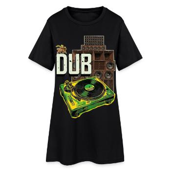Dub Reggae Soundsystem Plattenspieler - Frauen T-Shirt-Kleid - Schwarz - Vorne
