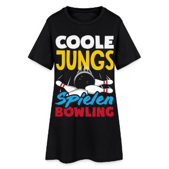 Coole Jungs Spielen Bowling - Frauen T-Shirt-Kleid - Schwarz - Vorne