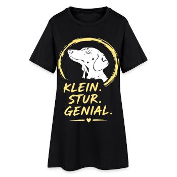 Petit. Têtu. Génial. Logo du chien - Robe T-shirt Femme - noir - Devant