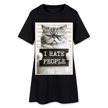 GrimmigerKater JE DÉTESTE LES GENS - Robe T-shirt Femme - noir - Devant