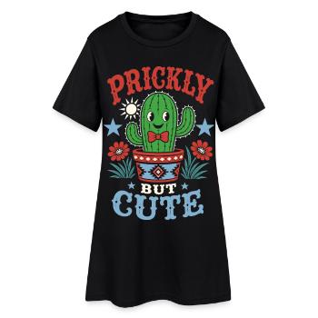 Prickly but Cute Kaktus - Frauen T-Shirt-Kleid - Schwarz - Vorne