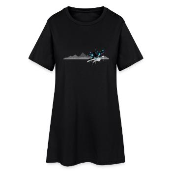 Winter - Skifahrer Berge - Frauen T-Shirt-Kleid - Schwarz - Vorne