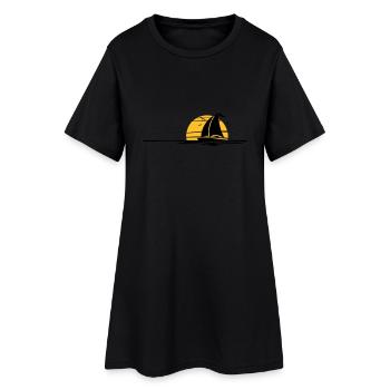 Schiffe - Segelboot Sonne - Frauen T-Shirt-Kleid - Schwarz - Vorne
