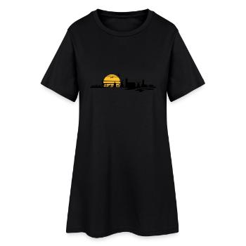 Skyline - Föhr - Frauen T-Shirt-Kleid - Schwarz - Vorne