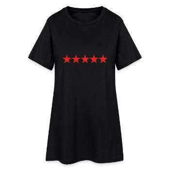 5 Sterne - Frauen T-Shirt-Kleid - Schwarz - Vorne
