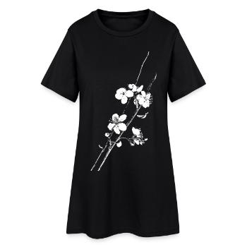 Cherry Blossom Blossoms Branch Branch - Women’s T-Shirt Dress - black - Front