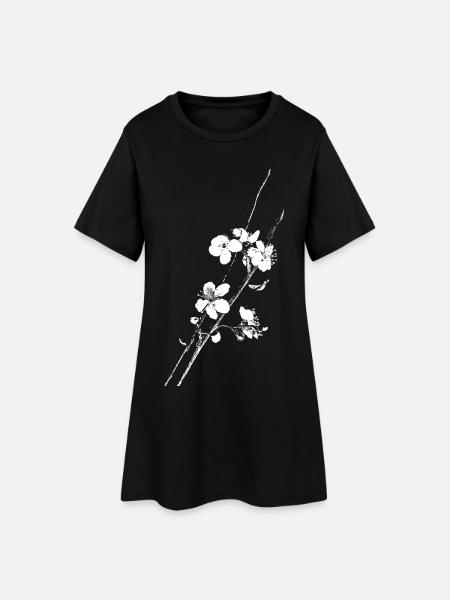 Cherry Blossom Blossoms Branch Branch - Women’s T-Shirt Dress - black