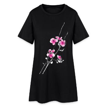 Cherry Blossom Blossoms Branch Branch - Women’s T-Shirt Dress - black - Front