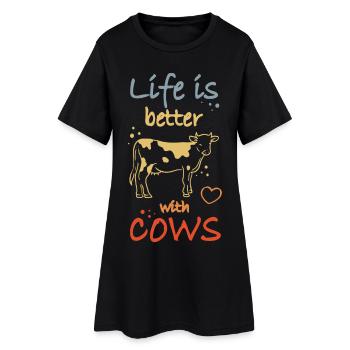 Amoureux des vaches - Robe T-shirt Femme - noir - Devant