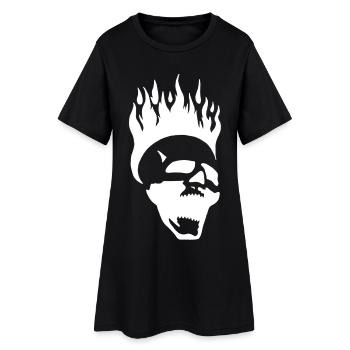 Flaming screaming skull (white) - Women’s T-Shirt Dress - black - Front