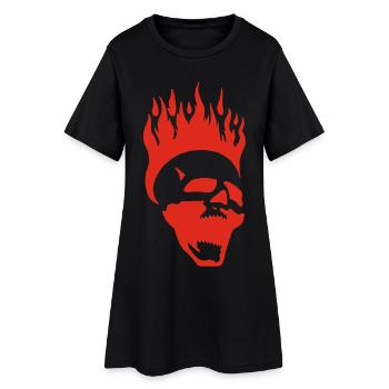 Flaming screaming skull (red) - Women’s T-Shirt Dress - black - Front