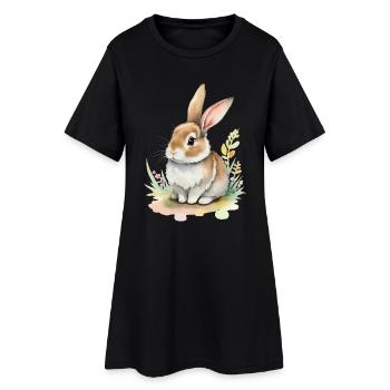 Lapin mignon - Robe T-shirt Femme - noir - Devant