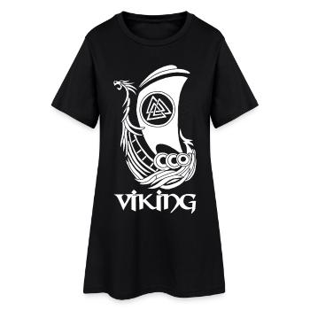 Bateau viking blanc - Robe T-shirt Femme - noir - Devant