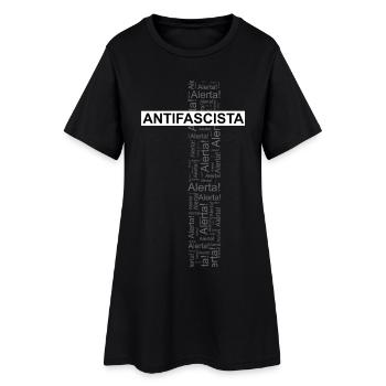 Alert! Antifascista! - Wortkunst - Frauen T-Shirt-Kleid - Schwarz - Vorne