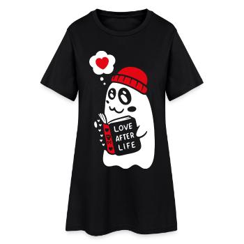 Mignon fantôme lecture livre romantique - Robe T-shirt Femme - noir - Devant
