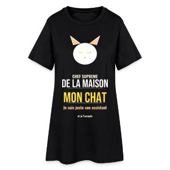 Mon Chat Chef De La Maison Humour Felin Maître - Robe T-shirt Femme - noir - Devant