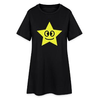 smiley face étoiles bouche rire yeux heureux - Robe T-shirt Femme - noir - Devant