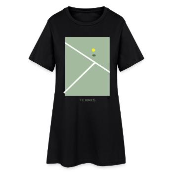 Tennis Art - Frauen T-Shirt-Kleid - Schwarz - Vorne