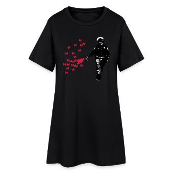 Polizei - Streetart Pepper Spray Cop Butterfly - Frauen T-Shirt-Kleid - Schwarz - Vorne