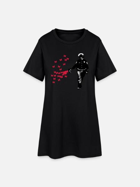 Police - Street Art Pepper Spray Cop papillon - Robe T-shirt Femme - noir