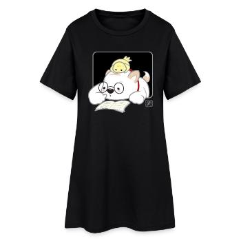 Hund koreanisch - japanischer Stil 07 - Frauen T-Shirt-Kleid - Schwarz - Vorne