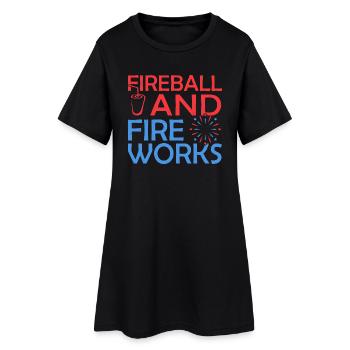 Boule de feu et feux d'artifice - Robe T-shirt Femme - noir - Devant