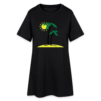 Palminsel - Frauen T-Shirt-Kleid - Schwarz - Vorne