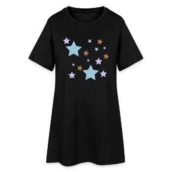 stars - Frauen T-Shirt-Kleid - Schwarz - Vorne