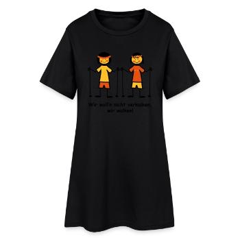 Walking II - Frauen T-Shirt-Kleid - Schwarz - Vorne