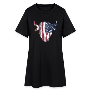 Buffalo Skull USA Flag - Frauen T-Shirt-Kleid - Schwarz - Vorne