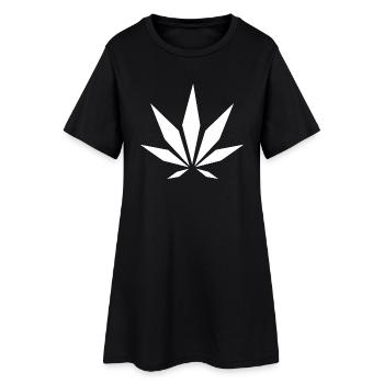 White Cannabis - Frauen T-Shirt-Kleid - Schwarz - Vorne