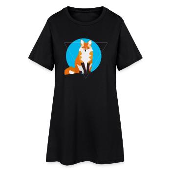 Geometric Fox - Frauen T-Shirt-Kleid - Schwarz - Vorne