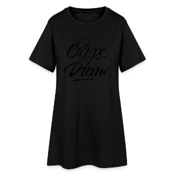 Carpe Diem - Frauen T-Shirt-Kleid - Schwarz - Vorne