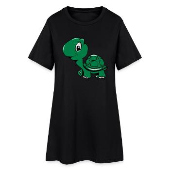tortue douce aimant drôle - Robe T-shirt Femme - noir - Devant