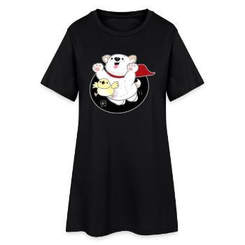 Hund koreanisch - japanischer Stil 06 - Frauen T-Shirt-Kleid - Schwarz - Vorne