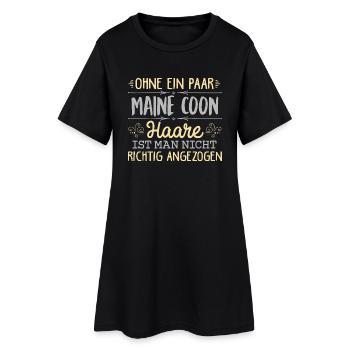 MAINE COON Haare gehören dazu - Frauen T-Shirt-Kleid - Schwarz - Vorne