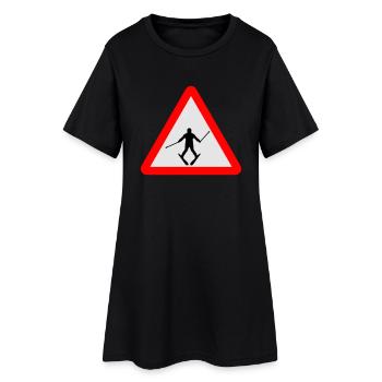 Ski - Frauen T-Shirt-Kleid - Schwarz - Vorne
