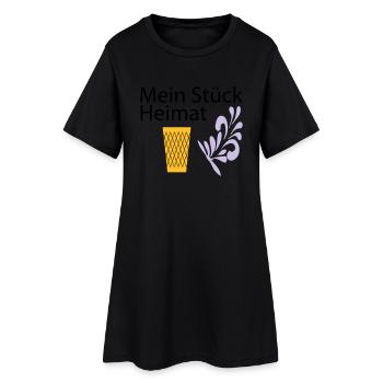 Meine Heimat Geripptes - Apfelwein - Frauen T-Shirt-Kleid - Schwarz - Vorne