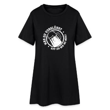 Vorglühen, Müsli, Bier - Frauen T-Shirt-Kleid - Schwarz - Vorne