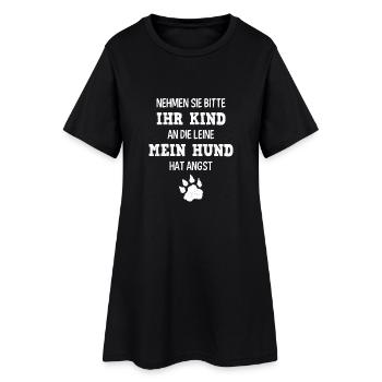 Hund Pfote Leine Kind lustige Sprüche Geschenk - Frauen T-Shirt-Kleid - Schwarz - Vorne