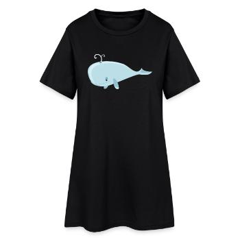 Wal - Frauen T-Shirt-Kleid - Schwarz - Vorne