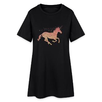 La licorne pailleté d'or - Robe T-shirt Femme - noir - Devant