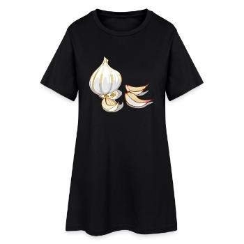 Knoblauch - Frauen T-Shirt-Kleid - Schwarz - Vorne
