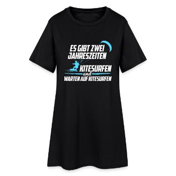 Kitesurfen Jahreszeiten - Frauen T-Shirt-Kleid - Schwarz - Vorne