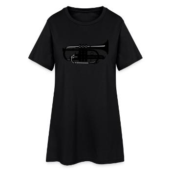 Instrument cornet Musical - Musicien de t-shirts - Robe T-shirt Femme - noir - Devant