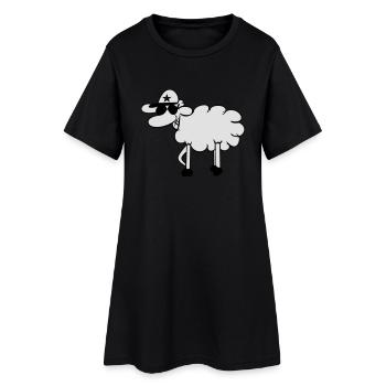 - Schaf - Frauen T-Shirt-Kleid - Schwarz - Vorne