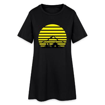 Freitzeit - Zelten und Berge - Frauen T-Shirt-Kleid - Schwarz - Vorne