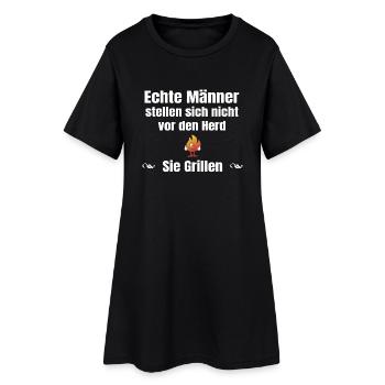 Echte Männer Grillen - Frauen T-Shirt-Kleid - Schwarz - Vorne